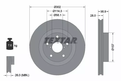 2x Textar Front Vented Brake Discs Pair For Subaru Impreza Svx