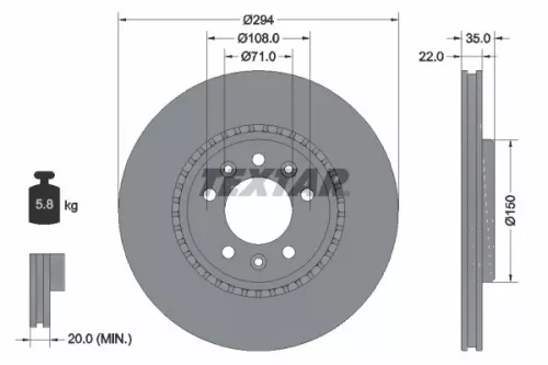 2x Textar Rear Vented Brake Discs Pair For Citroën Fiat Opel Peugeot Toyota Vaux