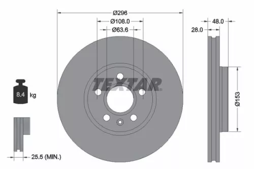 2x Textar Front Vented Brake Discs Pair For Volvo Volvo Asia S60 S90 V60 V90