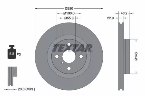 2x Textar Front Vented Brake Discs Pair For Toyota Yaris