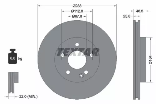 2x Textar Front Vented Brake Discs Pair For Mercedes C-class Clk E-class Slk