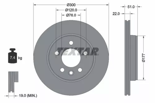 2x Textar Rear Vented Brake Discs Pair For Man Vw Amarok Crafter Grand Californi