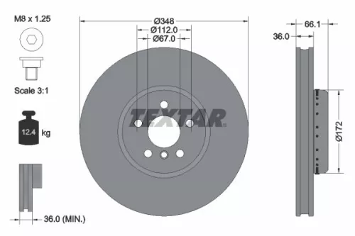 2x Textar Front Front Right Two-part Brake Disc Brake Discs Pair For Alpina Bmw 