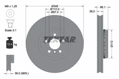 2x Textar Front Front Left Two-part Brake Disc Brake Discs Pair For Alpina Bmw T