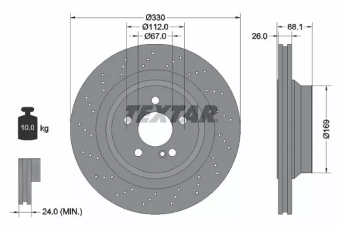 2x Textar Rear Perforated Brake Discs Pair For Mercedes Cls E-class