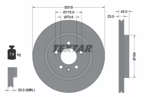 2x Textar Rear Perforated Brake Discs Pair For Holden Opel Vauxhall Astra Astra 