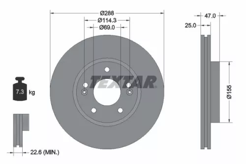 2x Textar Front Vented Brake Discs Pair For Hyundai Kia Ceed I30 Proceed Xceed