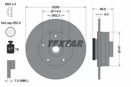 2x Textar Rear Solid Brake Discs Pair For Renault Megane
