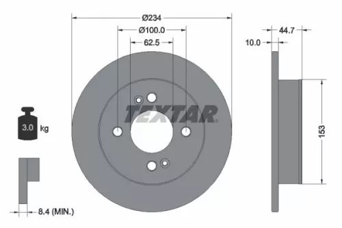 2x Textar Rear Solid Brake Discs Pair For Hyundai Grand I10 I10