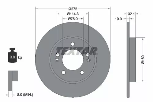 2x Textar Rear Solid Brake Discs Pair For Hyundai Kia Ceed I30 Proceed Xceed