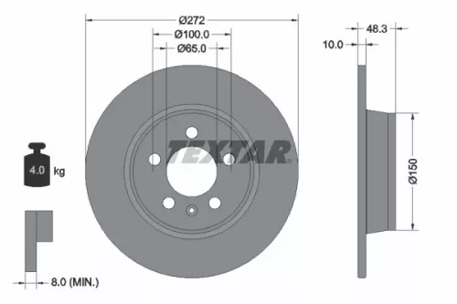 2x Textar Rear Solid Brake Discs Pair For Audi A1