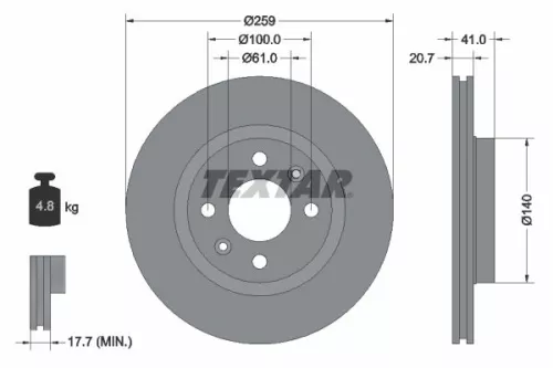 2x Textar Front Vented Brake Discs Pair For Dacia Lada Mahindra Renault Nissan R