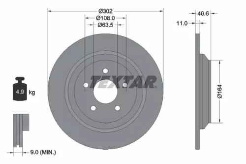 2x Textar Rear Solid Brake Discs Pair For Ford Ford Australia Lincoln (Changan) 
