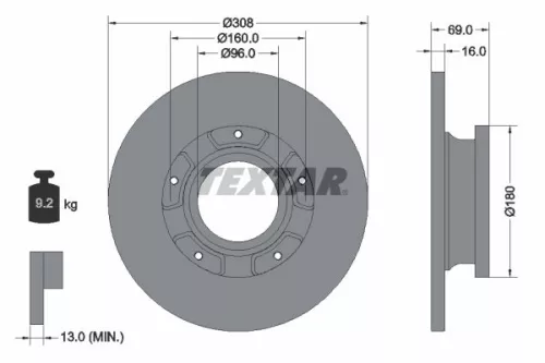 2x Textar Rear Solid Brake Discs Pair For Ford Ford (Jmc) Ford Australia Tourneo
