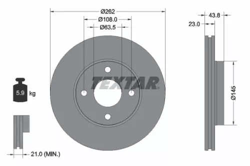 2x Textar Front Vented Brake Discs Pair For Ford Fiesta
