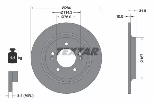 2x Textar Rear Solid Brake Discs Pair For Hyundai Hyundai (Beijing) Kia Kia (Dyk