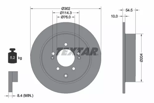 2x Textar Rear Solid Brake Discs Pair For Hyundai Hyundai (Beijing) Kia Kia (Dyk