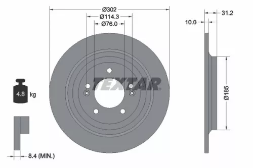 2x Textar Rear Solid Brake Discs Pair For Hyundai Hyundai (Beijing) Kia Kia (Dyk