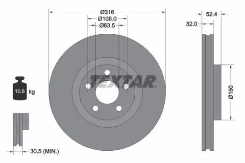 2x Textar Front Vented Brake Discs Pair For Ford Ford (Changan) Ford Usa Lincoln