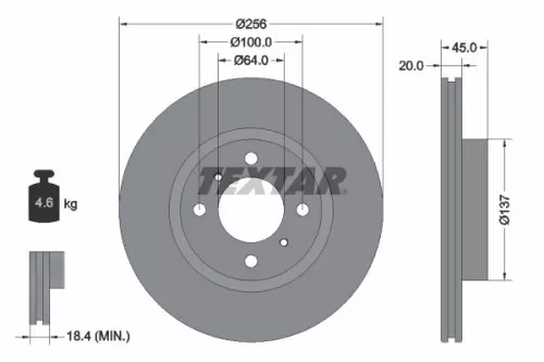 2x Textar Front Vented Brake Discs Pair For Mitsubishi Colt Colt Plus