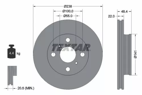 2x Textar Front Vented Brake Discs Pair For Toyota Corolla Corolla Levin Sprinte