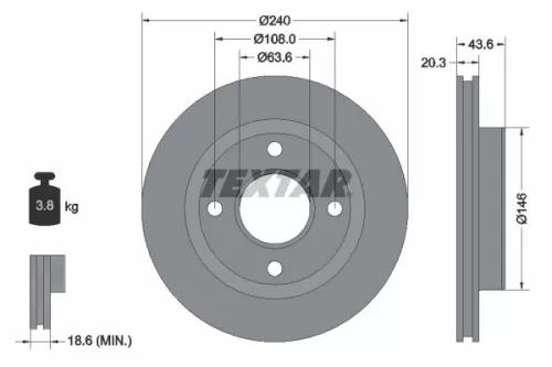 2x Textar Front Vented Brake Discs Pair For Ford Fiesta