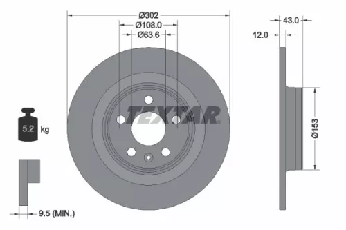 2x Textar Rear Solid Brake Discs Pair For Volvo Volvo Asia S60 S90 V60 V90 Xc60