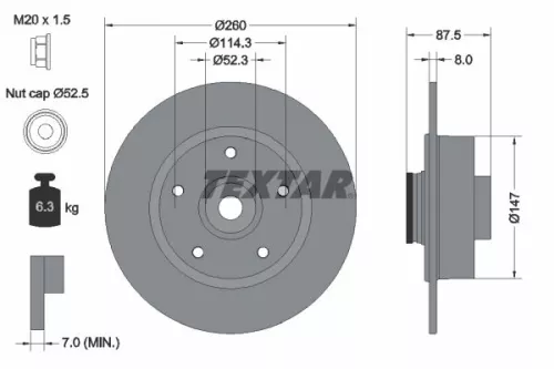 2x Textar Rear Solid Brake Discs Pair For Renault Megane
