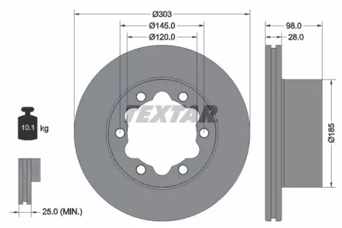 2x Textar Rear Vented Brake Discs Pair For Man Vw Crafter Grand California Tge