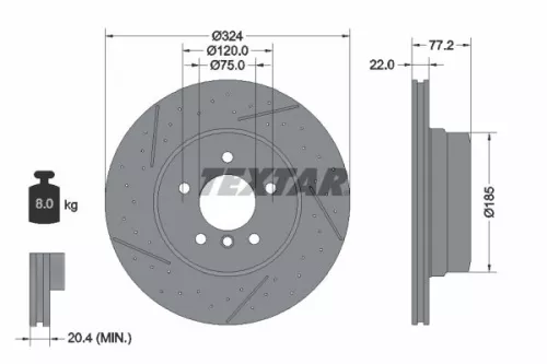 2x Textar Rear Drilled Dimples Brake Discs Pair For Bmw 1 Series
