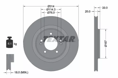 2x Textar Rear Vented Brake Discs Pair For Hyundai I30