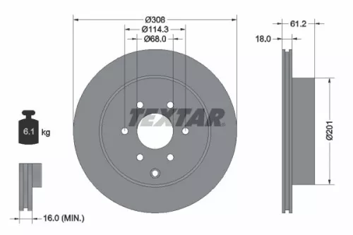 2x Textar Rear Vented Brake Discs Pair For Mercedes Nissan Renault Alaskan Navar