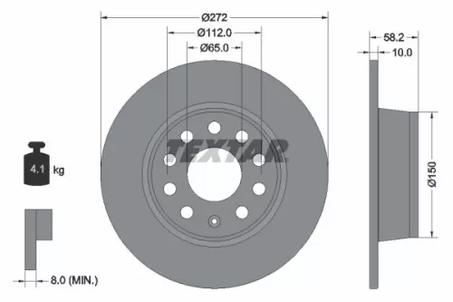 2X Textar Rear Solid Brake Discs 272mm Fits Audi VW Seat Skoda + more