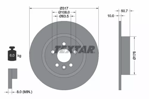 2x Textar Rear Solid Brake Discs Pair For Land Rover Range Rover Evoque