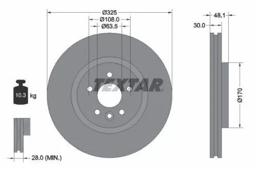 2x Textar Front Vented Brake Discs Pair For Jaguar Jaguar (Chery) Land Rover F-p