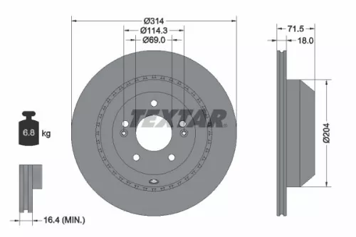 2x Textar Rear Vented Brake Discs Pair For Kia Sorento