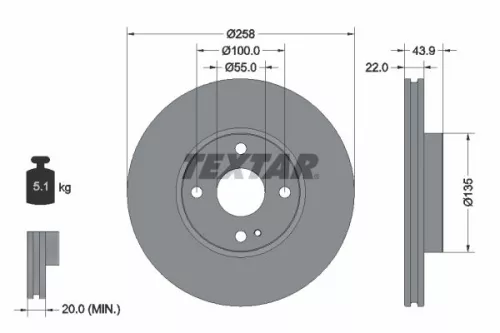 2x Textar Front Vented Brake Discs Pair For Mazda Scion Toyota 2 Ia Mx-5 Mx-5 Rf