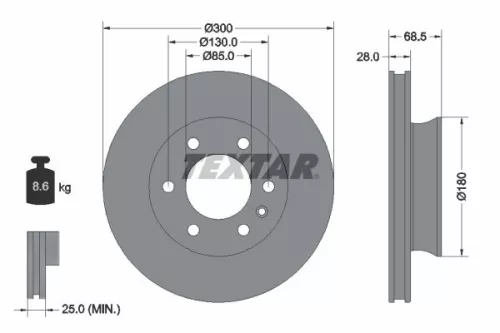 2x Textar Front Vented Brake Discs Pair For Freightliner Mercedes Sprinter 1500 
