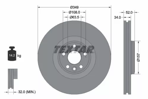 2x Textar Front Vented Brake Discs Pair For Jaguar Jaguar (Chery) Land Rover Dis