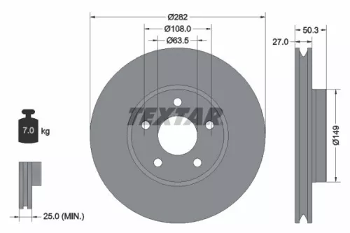 2x Textar Front Vented Brake Discs Pair For Ford Ford Australia Focus