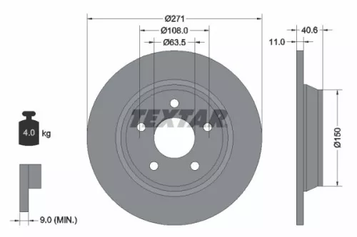 2x Textar Rear Solid Brake Discs Pair For Ford Ford Australia Focus