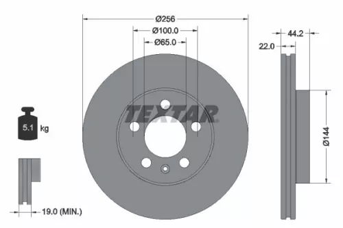 2x Textar Front Vented Brake Discs Pair For Audi Seat Skoda Skoda (Svw) Vw A1 A1