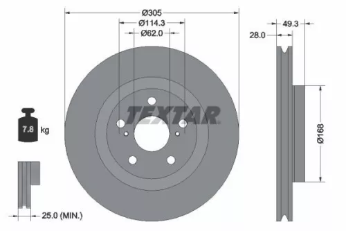 2x Textar Front Vented Brake Discs Pair For Daihatsu Lexus Toyota Toyota (Faw) T