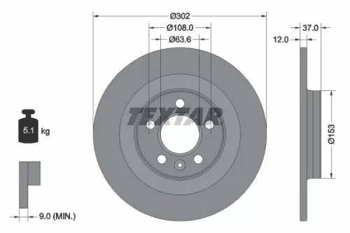 2x Textar Rear Solid Brake Discs Pair For Lynk & Co Volvo Volvo Asia 01 Xc40