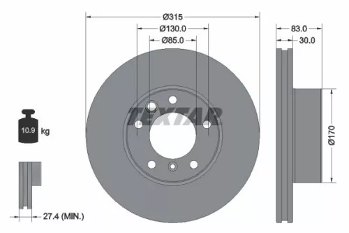 2x Textar Front Vented Brake Discs Pair For Mercedes Puch G-class G-modell