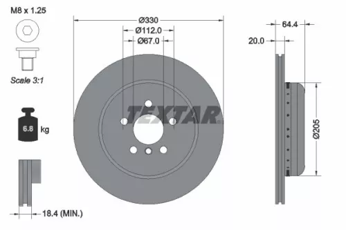 Textar Single Rear Left Two-part Brake Disc Brake Disc For Bmw 2 3 Series 4 5 6 7 I