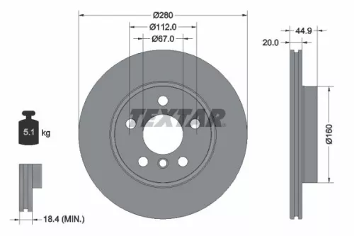 2x Textar Front Vented Brake Discs Pair For Bmw I3