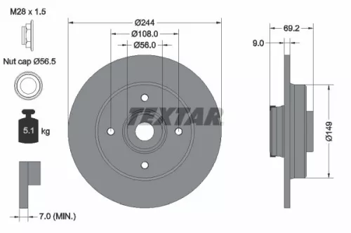 2x Textar Rear Solid Brake Discs Pair For Citroën Ds Opel Peugeot Vauxhall 2008 