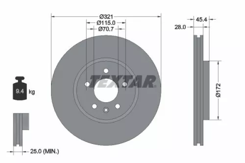 2x Textar Front Vented Brake Discs Pair For Holden Opel Vauxhall Calais Commodor