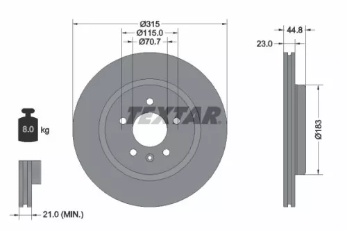 2x Textar Rear Vented Brake Discs Pair For Opel Vauxhall Insignia